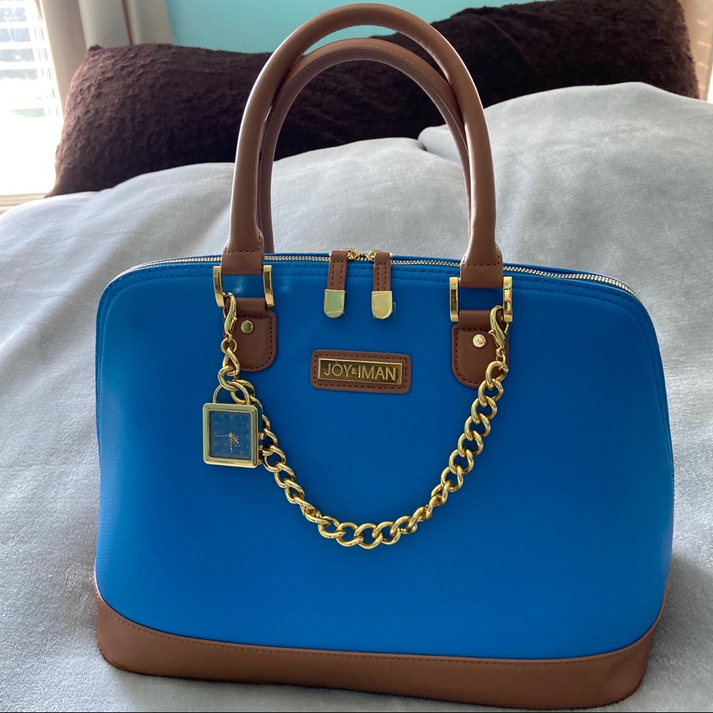 Joy & Iman Bag / Purse (Blue & Brown)